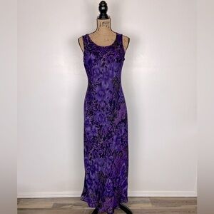 Chadwicks 90s Y2K Floral Maxi Dress Sz 8 Purple Chiffon Fairy Romantic Feminine